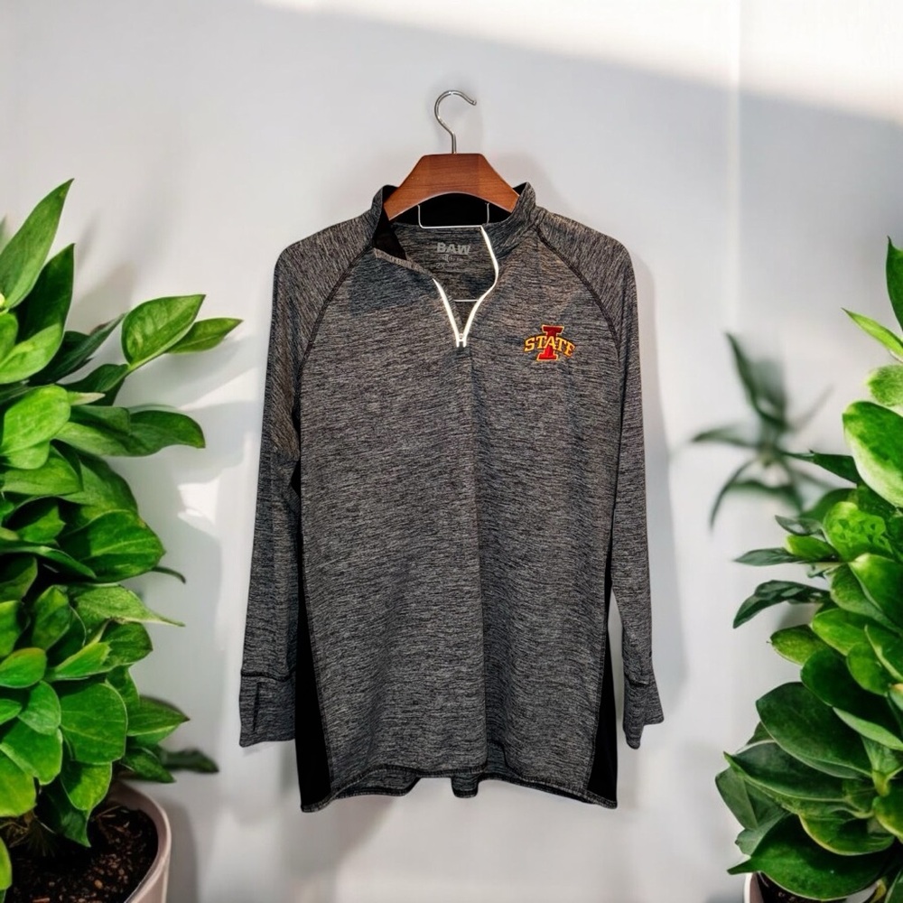 Gray Quarter-Zip Pullover with ISU Iowa StateChest Logo